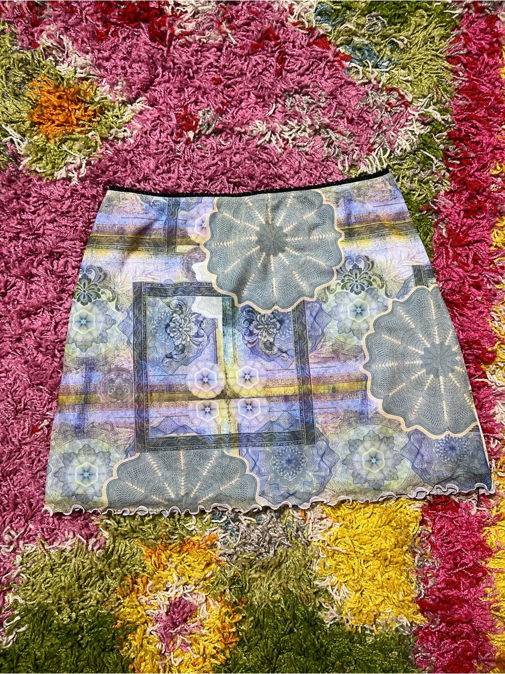 Urban Outfitters Blue Green Purple Patterned Mini Skirt